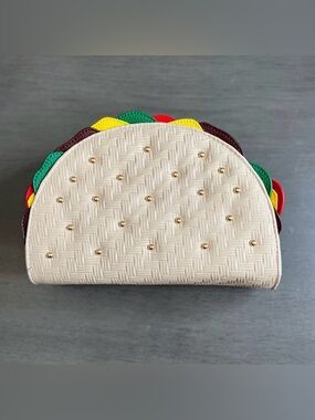 🌮🇲🇽 Yellow Green & Red Taco Tuesday Mexico Mexican Novelty Clutch Purse Bag
